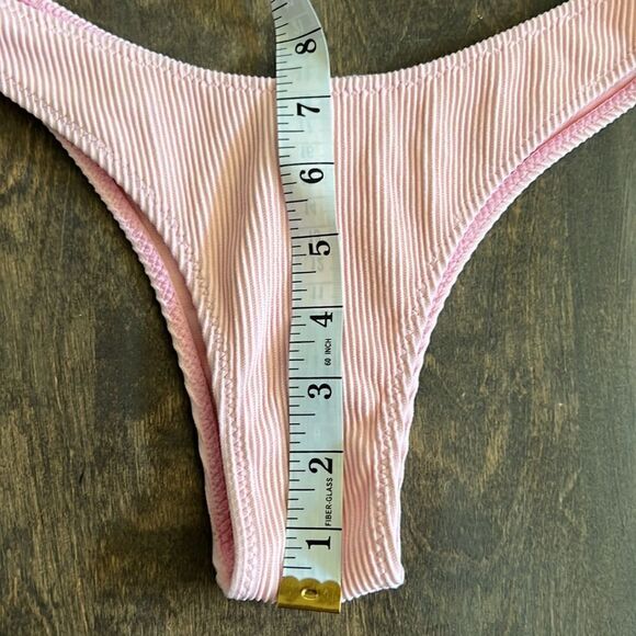 Fox Swim ribbed front knot leg hipster bikini bottom in dolly pink Sz- XS - Picture 9 of 9